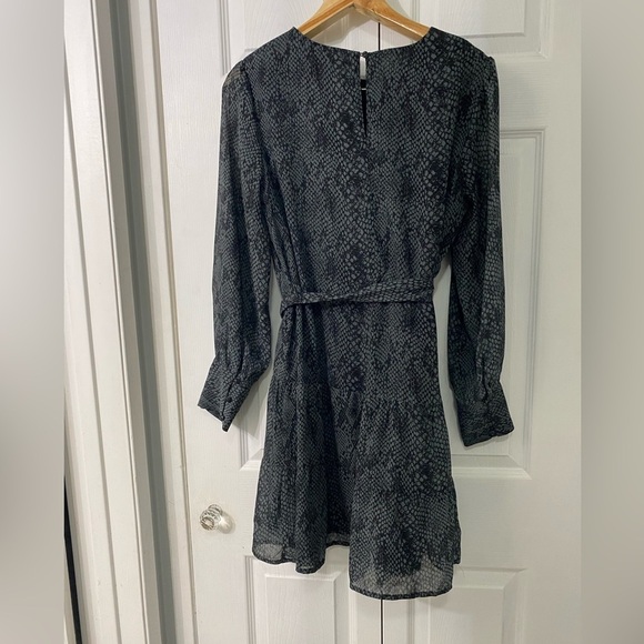 Long sleeve snake print green dress - Picture 5 of 5